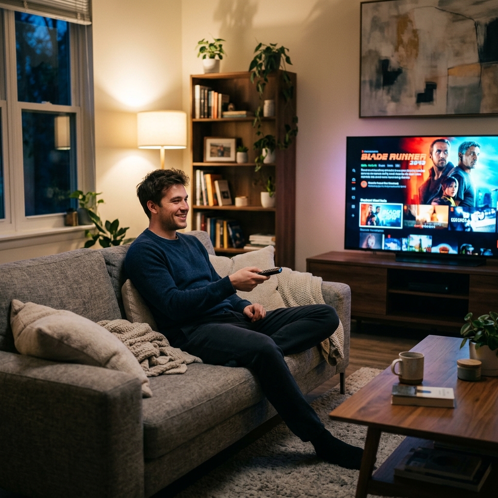 Man choosing the best IPTV Spain plan